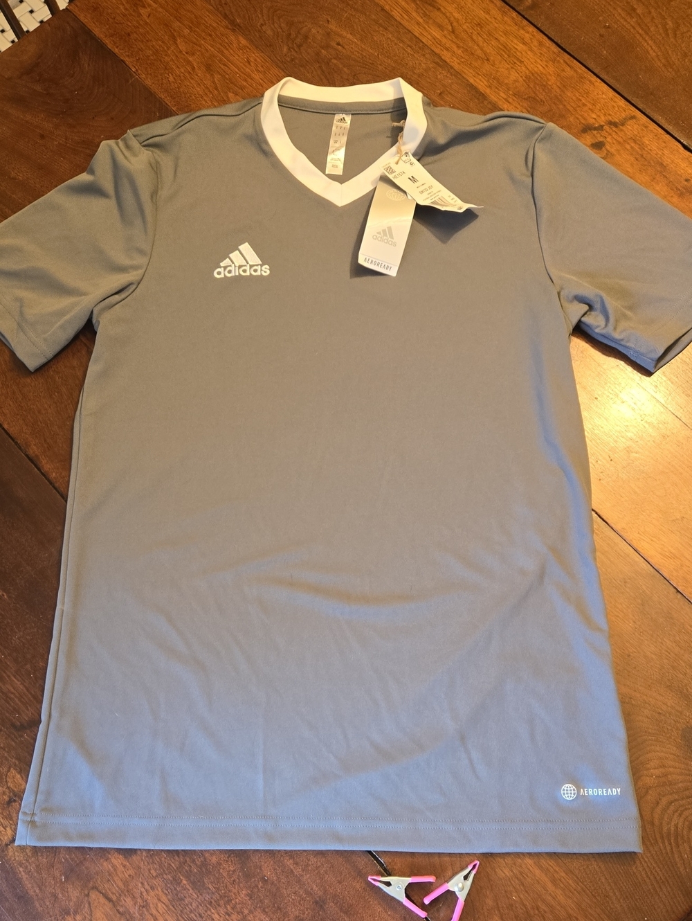 NWT adidas Men’s Medium Light Gray V-Neck Performance Jersey